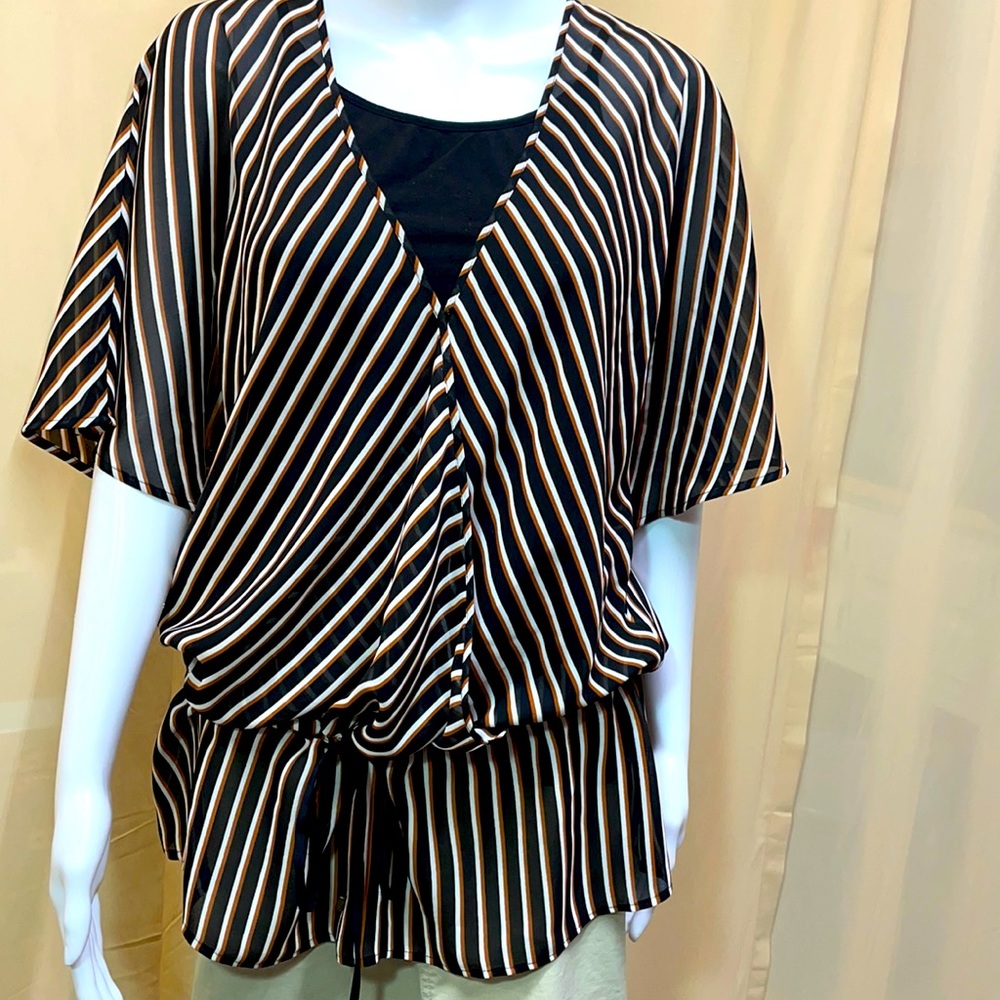COLDWATER CREEK VERTICL V-NECK ELBOW LENGTH TUNIC